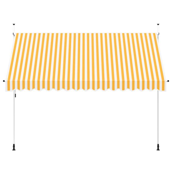 Ръчно прибиращ се сенник, 350 см, оранжеви и бели ивици