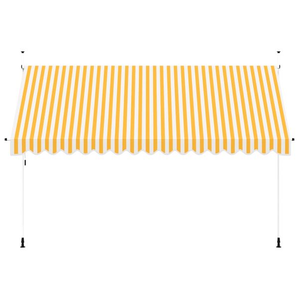 Ръчно прибиращ се сенник, 400 см, оранжеви и бели ивици