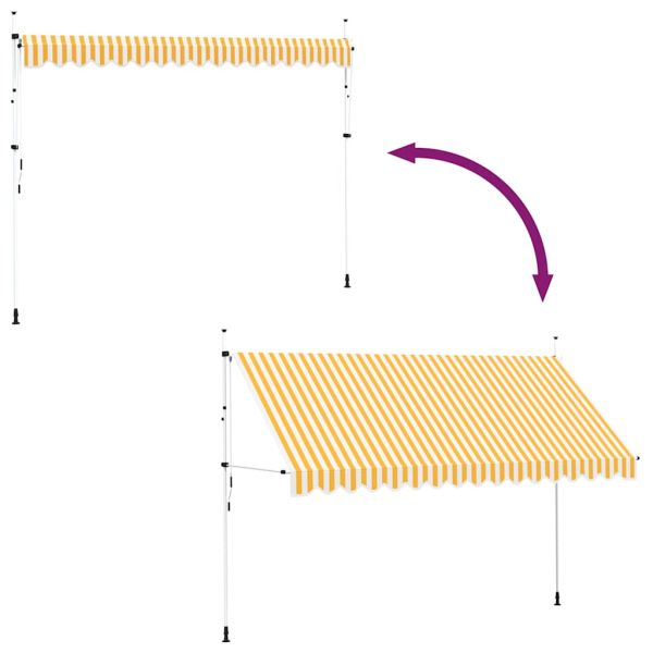 Ръчно прибиращ се сенник, 400 см, оранжеви и бели ивици