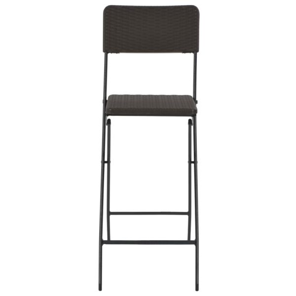 Сгъваеми бар столове, 2 бр, HDPE и стомана, кафяви, ратанов вид