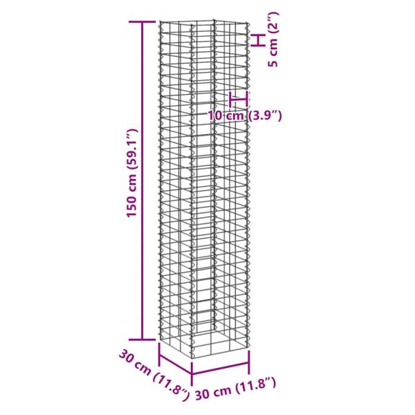 Габиони повдигнати лехи, 4 бр, 30x30x50/100/150/200 см, желязо