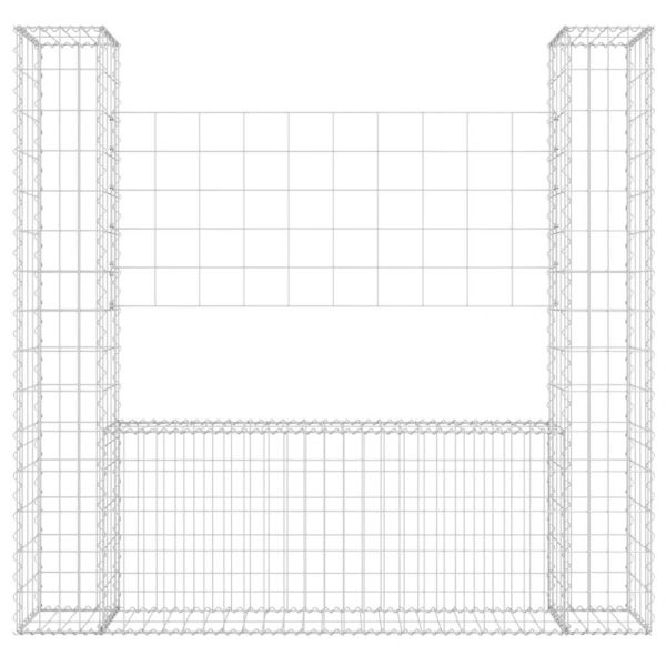 U-образна габионна кошница с 2 стълба, желязо, 140x20x150 см