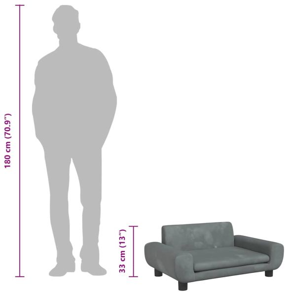 Кучешко легло тъмносиво 70x45x33 см кадифе