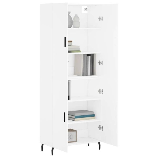 Висок шкаф, бял, 69,5x34x180 см, инженерно дърво