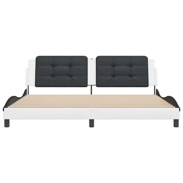 Рамка за легло без матрак Zadar, бяла, черна, 200x200см, изкуствена кожа
