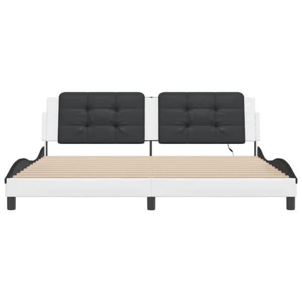 Рамка за легло с LED без матрак Zadar, бяло-черна, 200x200 см