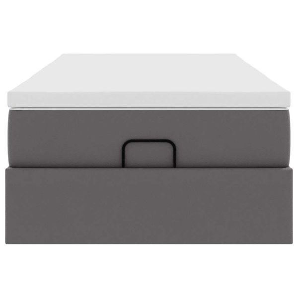 Османска легло с матрак, сиво, 100x200 см, изкуствена кожа