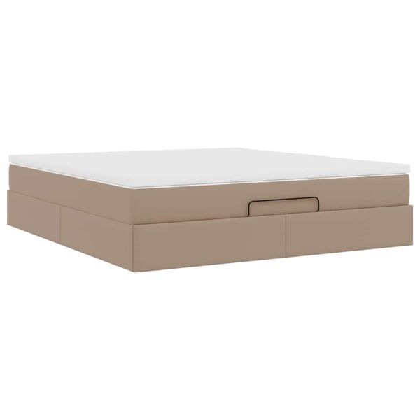 Османска легло с матрак, капучино, 180x200 см, изкуствена кожа