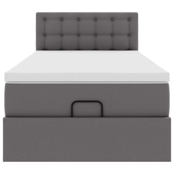 Османска легло с матрак, сиво, 100x200 см, изкуствена кожа
