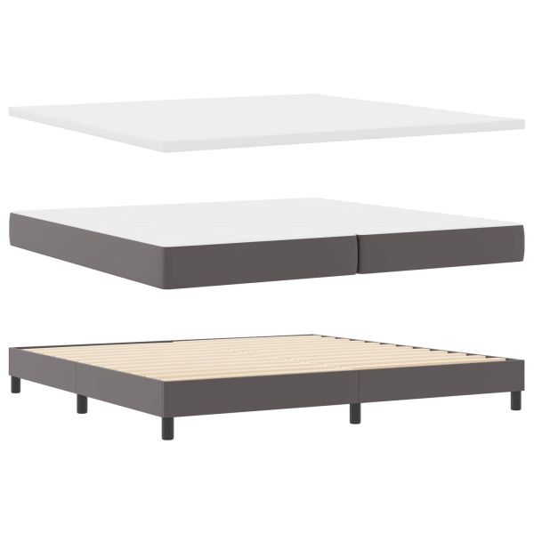 Легло с пружинирана основа с матрак Сив 200 x 200 cm Изкуствена