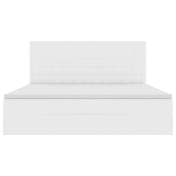 Легло с място за съхранение и LED с LED Чисто бяло 200 x 200 cm