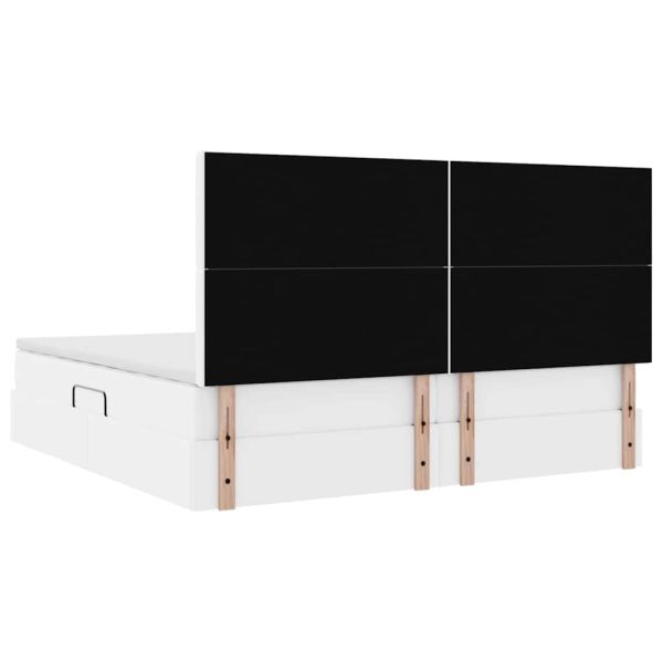 Легло с място за съхранение и LED с LED Чисто бяло 200 x 200 cm