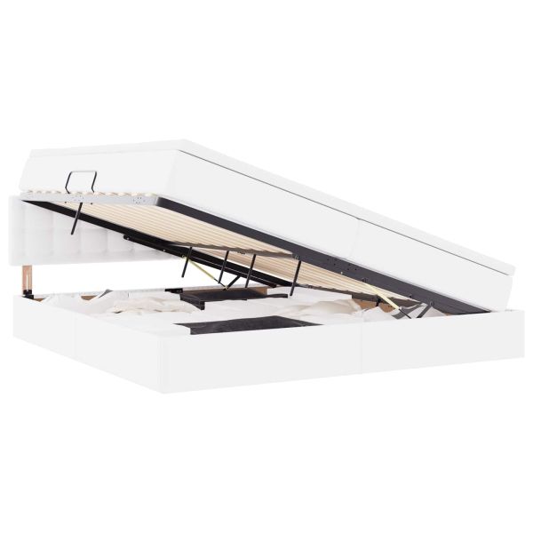 Легло с място за съхранение и LED с LED Светлосиво 200 x 200 cm