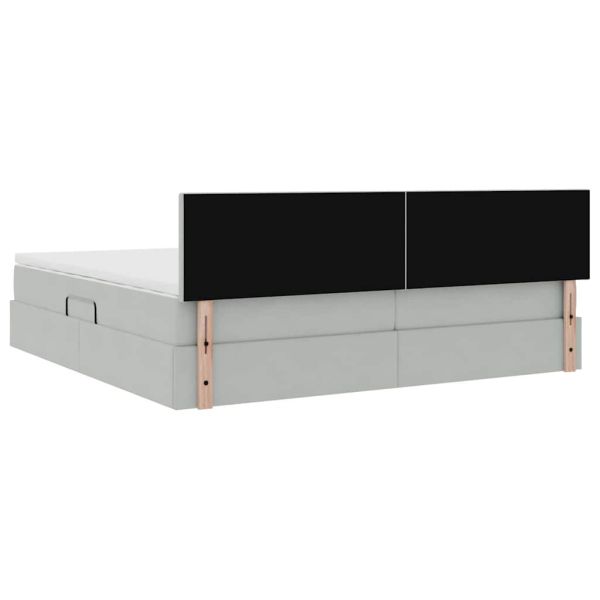 Легло с място за съхранение и LED с LED Светлосиво 200 x 200 cm