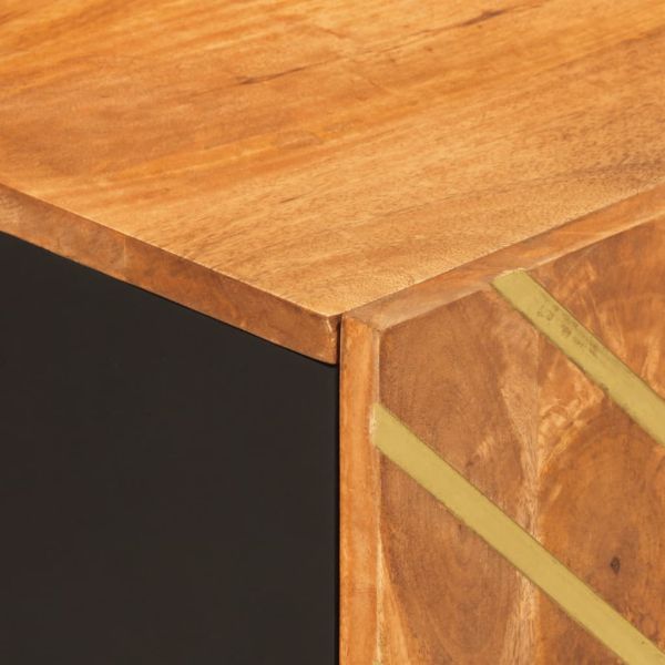 ТВ шкаф, кафяво и черно, 105x33,5x46 см, масивно мангово дърво