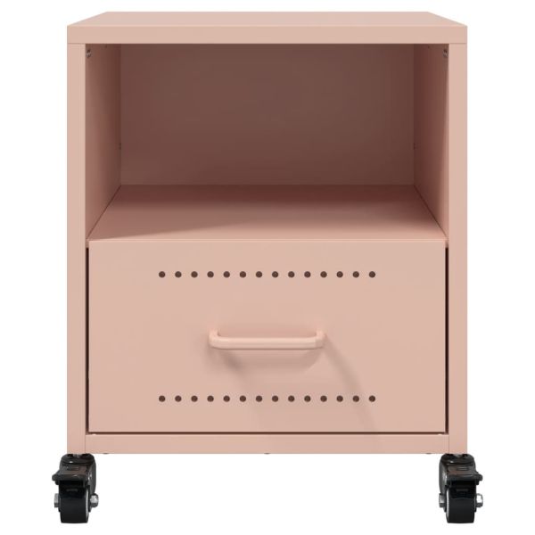 Нощни шкафчета, 2 бр, розови, 36x39x43,5 см, стомана