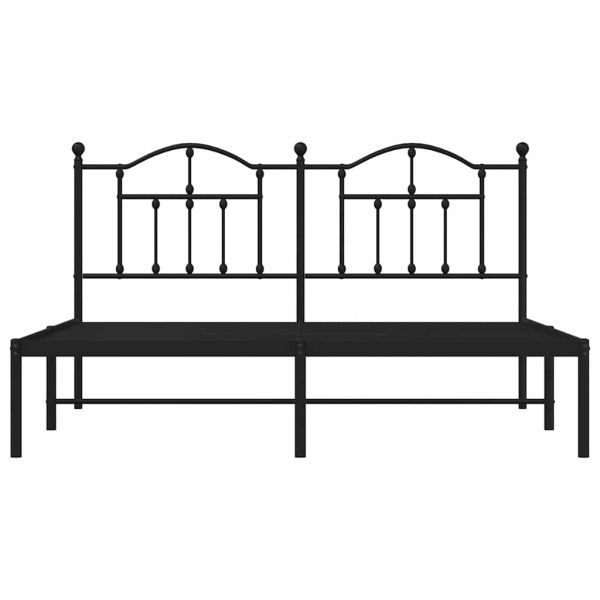 Метална рамка за легло с горна табла, черна, 180x200 см