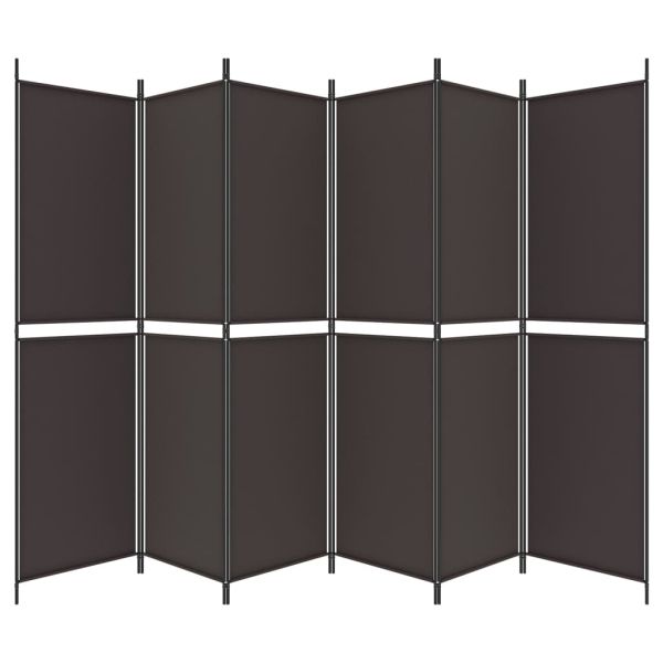 Параван за стая, 6 панела, кафяв, 300x200 см, плат