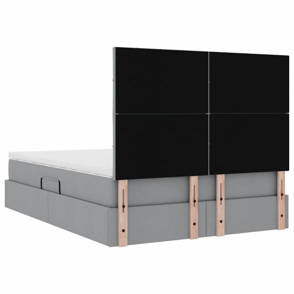 Легло с място за съхранение и LED с LED Светлосиво 140 x 200 cm