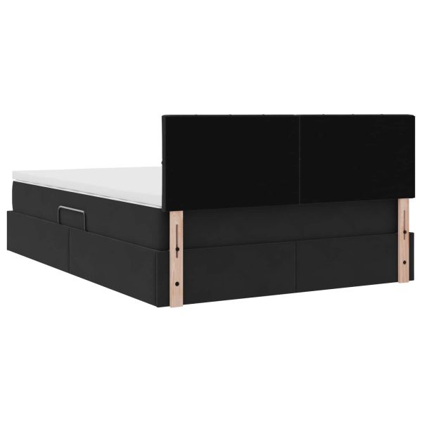 Легло с място за съхранение и LED Черно 140 x 200 cm Кадифе