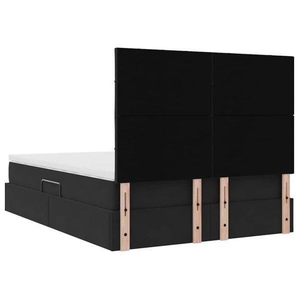 Легло с място за съхранение и LED Черно 140 x 200 cm Кадифе