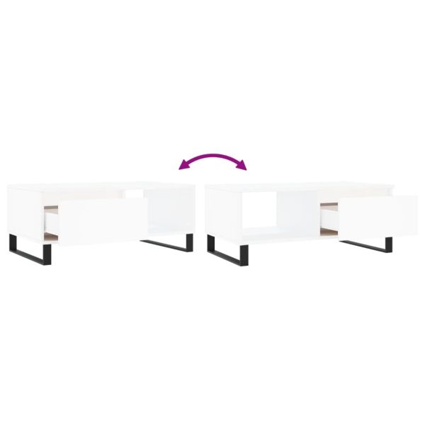 Кафе маса, бяла, 90x50x36,5 см, инженерно дърво