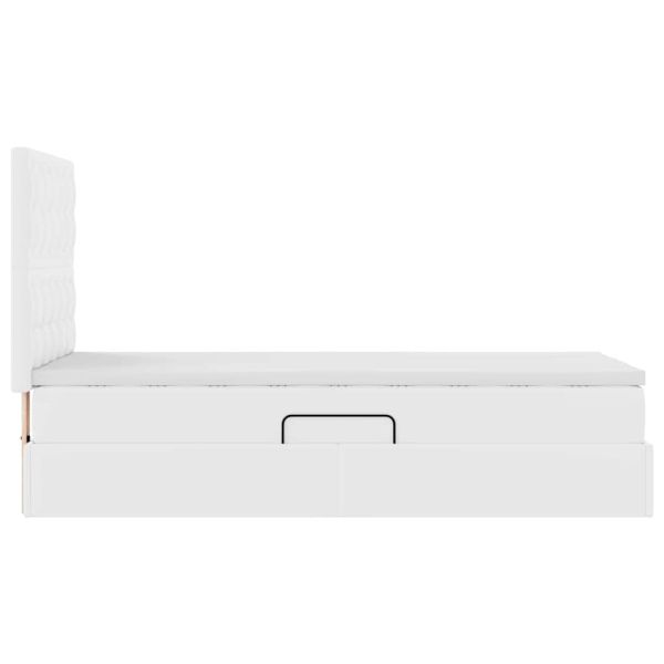 Легло с място за съхранение и LED с LED Чисто бяло 100 x 200 cm