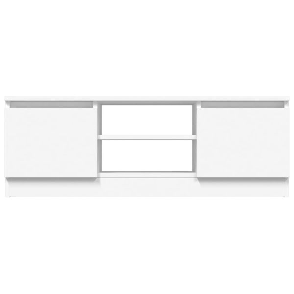 ТВ шкаф с врата, бял, 102x30x36 см