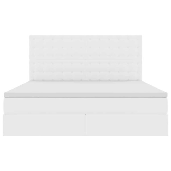 Легло с място за съхранение Чисто бяло 180 x 200 cm Изкуствена