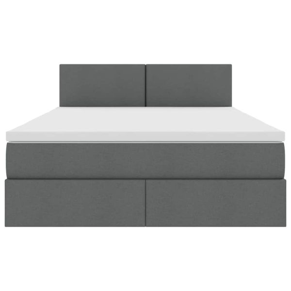 Легло с място за съхранение и LED с LED Тъмен сив 140 x 190 cm