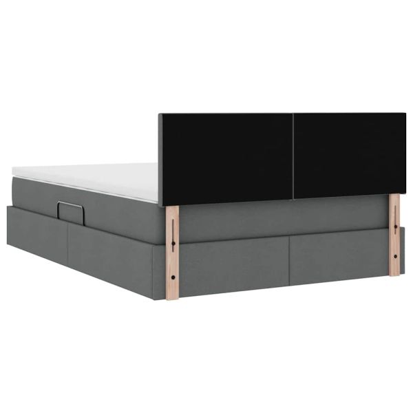 Легло с място за съхранение и LED с LED Тъмен сив 140 x 190 cm
