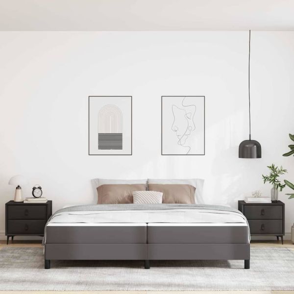 Рамка за легло с матрак Сив 200 x 200 cm текстил
