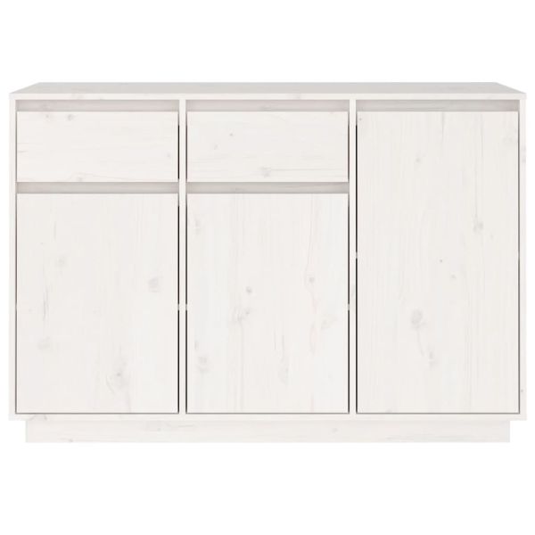 Сайдборд, бял, 110x34x75 см, бор масив