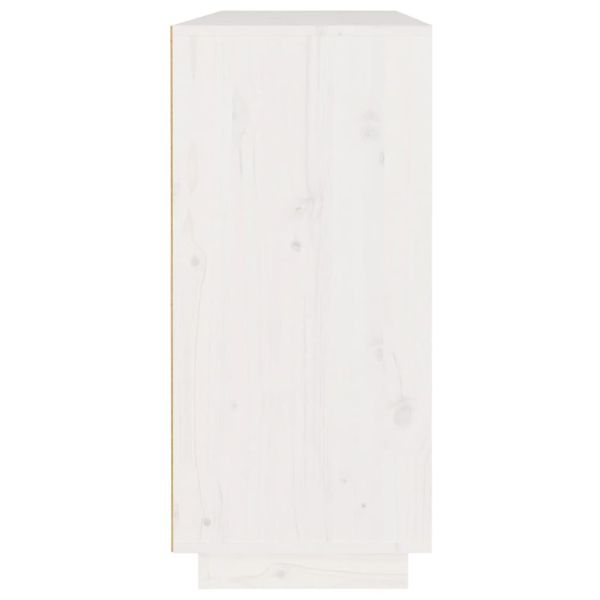 Сайдборд, бял, 110x34x75 см, бор масив