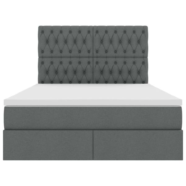 Легло с място за съхранение и LED с LED Тъмен сив 140 x 190 cm