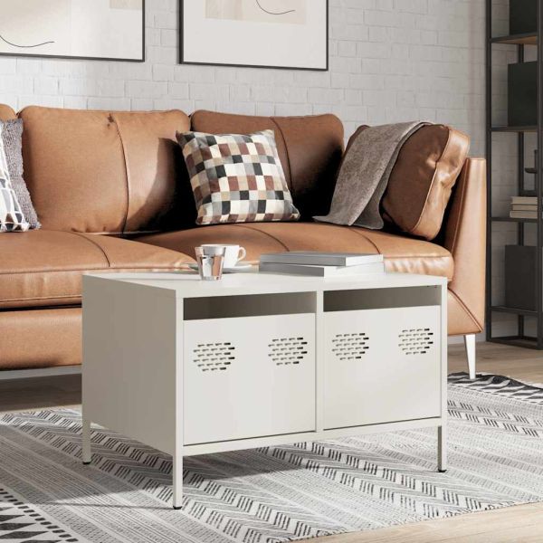 ТВ шкаф, бял, 68x50x43,5 см, студеновалцувана стомана