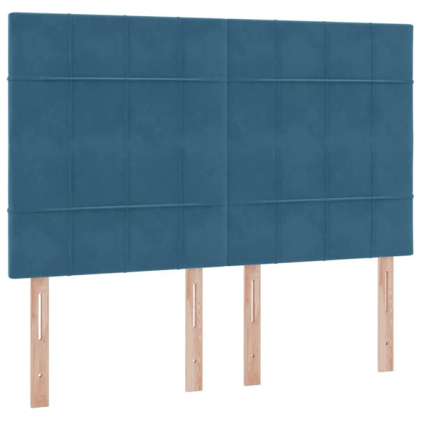 Легло с място за съхранение и LED Тъмен син 140 x 190 cm Кадифе