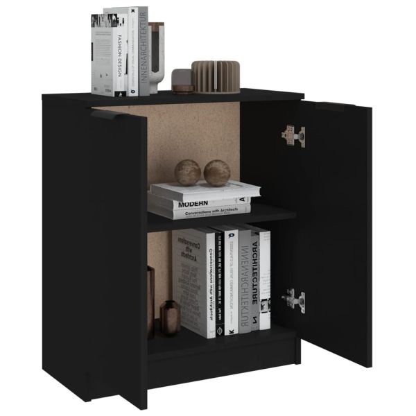 Сайдборд, черен, 60x30x70 см, инженерно дърво