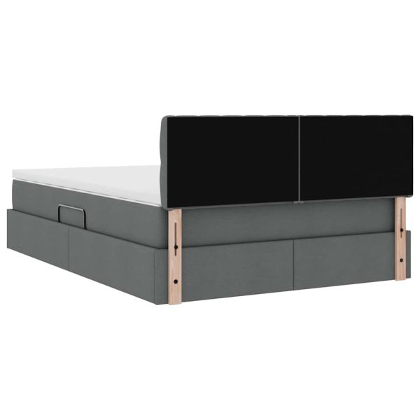 Легло с място за съхранение и LED с LED Тъмен сив 140 x 190 cm