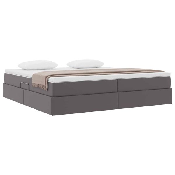 Легло с място за съхранение и матрак с матрак Сив 200 x 200 cm