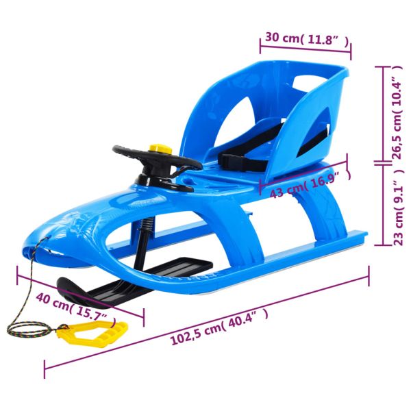 Шейна със седалка и кормило синя 102,5x40x23 см полипропилен