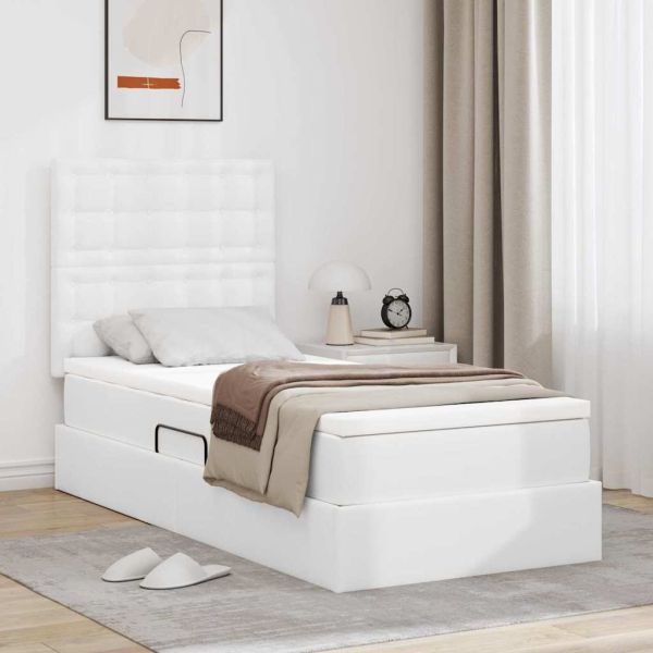 Легло с място за съхранение Чисто бяло 100 x 200 cm Изкуствена