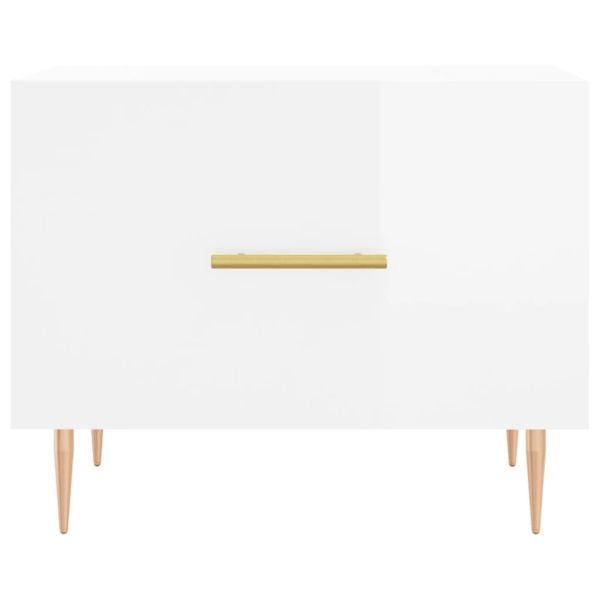 Кафе маси, 2 бр, Бял гланц, 50x50x40 см, инженерно дърво