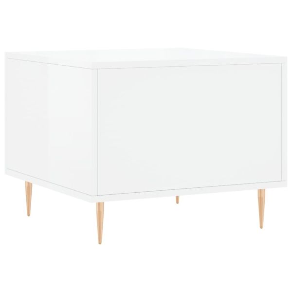 Кафе маси, 2 бр, Бял гланц, 50x50x40 см, инженерно дърво