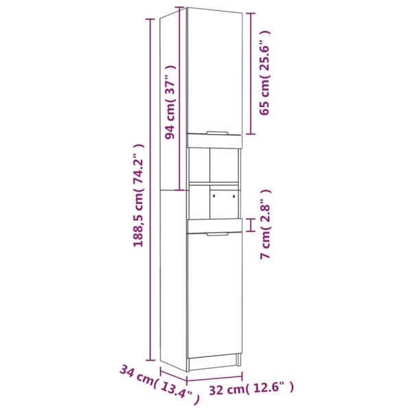 Комплект шкафове за баня от 5 части инженерно дърво Сив сонома
