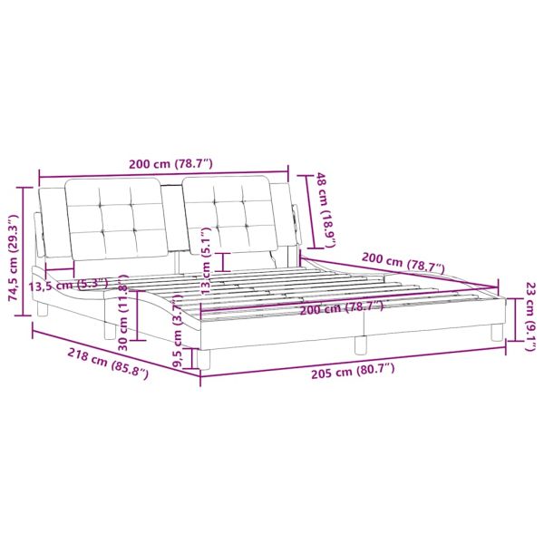 Рамка за легло без матрак Zadar, сива, 200x200 см, изкуствена кожа