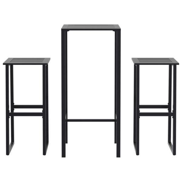 Градински бар комплект 3 части черен прахово боядисана стомана