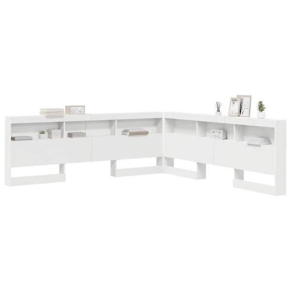 Табла за съхранение с рафт Бяло 180 cm Инженерно дърво