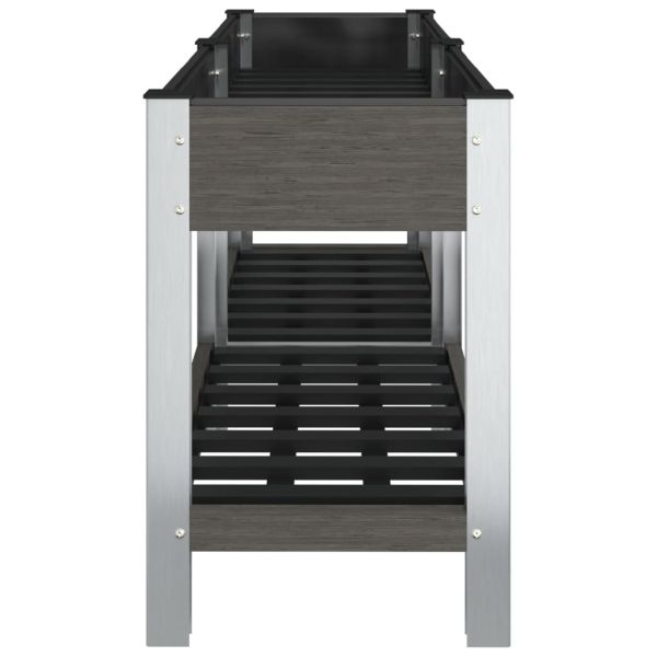 Градинска повдигната леха с рафт, сива, 150x50x75 см, WPC