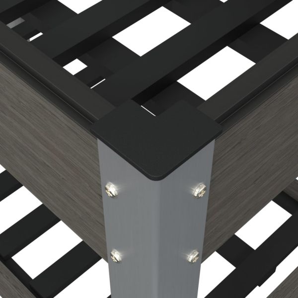 Градинска повдигната леха с рафт, сива, 150x50x75 см, WPC